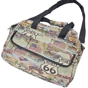 Route 66 Tapestry Woven Messenger Bag‎ Americana Road Trip Travel Retro Y2K